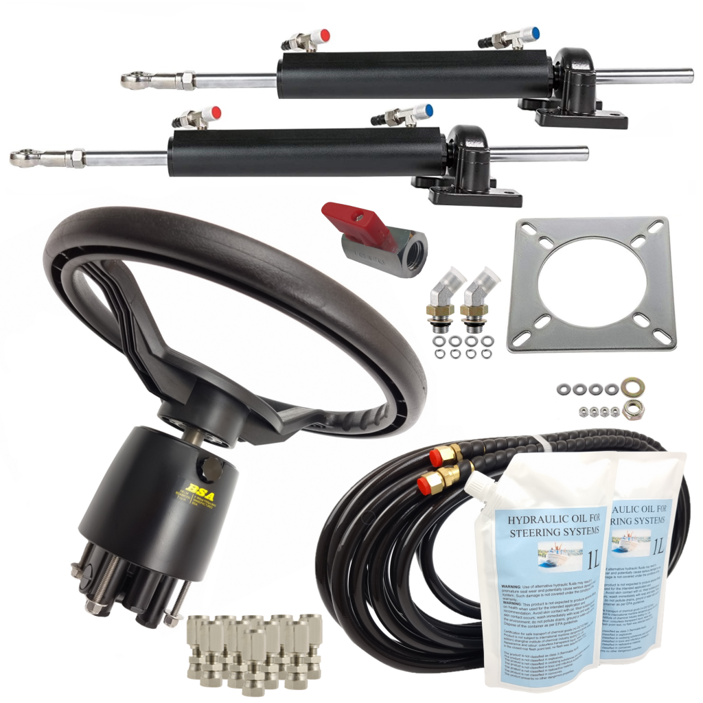 Twin Hydraulic Inboard Steering Kit & Steering Wheel Up To 150hp BSA
